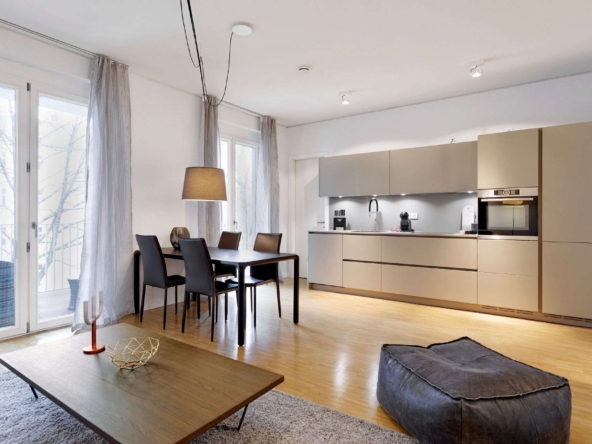 Wohnzimmer mit integrierter Küche