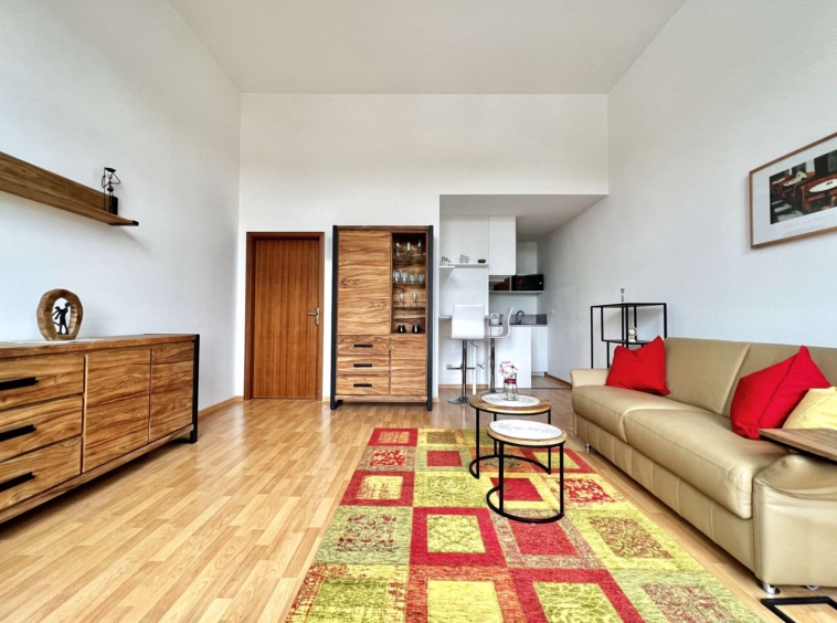 Wohn-Schlafzimmer mit offener Küche